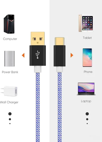 Vista 3 de Cable USB C a USB corto de 0.8 pies, USB A a C de carga rápida USB a tipo C para iPhone 15/16, banco de energía Galaxy S22, Android Auto/teléfono