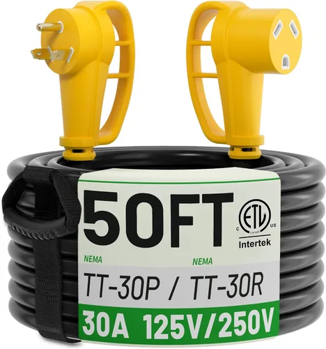 Vista 15 de POWGRN NEMA 14-50P a NEMA 14-50R Cable de extensión de 50 amperios para RV/EV de 6 pies al aire libre con mango de agarre, cable de alimentación