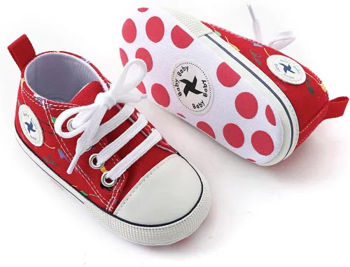 Vista 5 de Zapatos unisex para bebés, niñas y niños, suela suave, lona para recién nacidos, primeros pasos, zapatillas altas antideslizantes