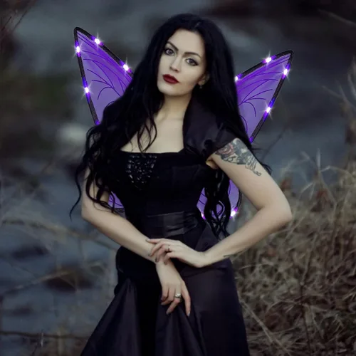 Vista 7 de quescu Alas de hadas iluminadas para adultos, alas de mariposa LED para niñas y mujeres, disfraz de Halloween, regalos para niños