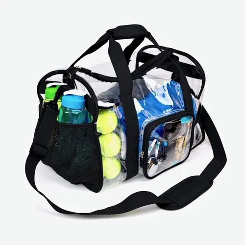 Vista 2 de Mochila grande transparente, mochila resistente transparente de PVC transparente, Negro (Gym Black)