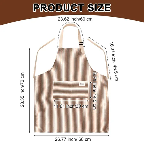 Vista 2 de Janmercy 24 delantales para mujeres y hombres con 2 bolsillos, delantal de cocina de lino, delantal ajustable para chef, delantales a granel unisex