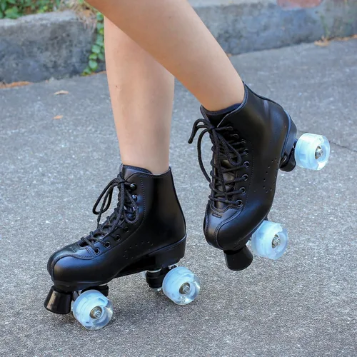 Vista 4 de Patines Derby unisex, color negro, ruedas brillantes, para interiores y exteriores
