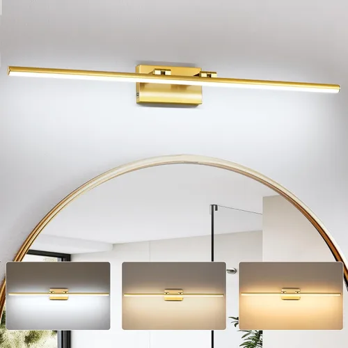 Vista 17 de Lámpara LED para tocador de baño, moderna lámpara de baño sobre el espejo (blanco frío 6000 K), barra de luz de tocador con ángulo ajustable, 24