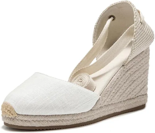 Vista 4 de U-lite - Alpargatas con puente de 3 para mujer, clásicas y suaves, con cordones.