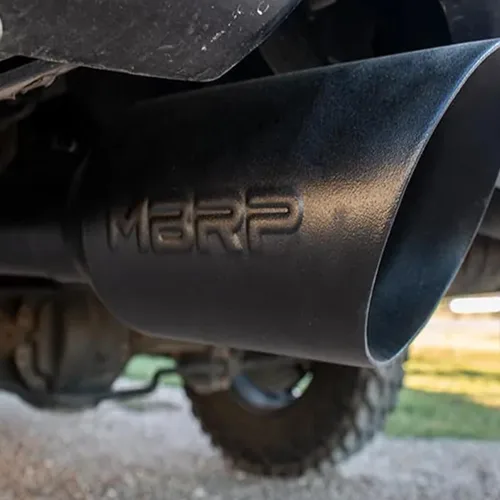 Vista 6 de MBRP S5146BLK Negro Recubierto 2 1/2" Doble Split Trasero Cat Back a través de Stock Bumper negro (Black Coated)