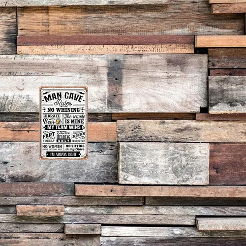 Vista 7 de Letrero de reglas de la cueva de hombre, divertido decoración de cueva de hombre, retro, de metal, letreros de metal Mancave para hombres