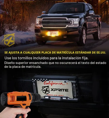 Vista 6 de Xprite 36 luces LED estroboscópicas para matrícula, bandera de EE. UU., luces delanteras/traseras, 22 modos de precaución, marco de precaución