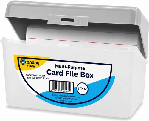 Vista 10 de Enday Caja de tarjeta de índice azul 3x5, organizador de tarjetas de índice, soporte para tarjetas flash, capacidad para 250 tarjetas.