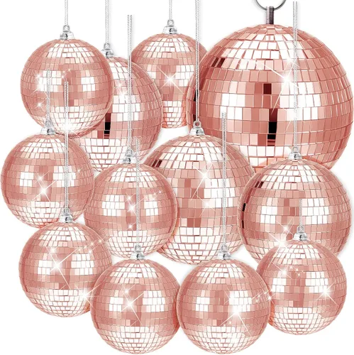 Vista 9 de WILLBOND Paquete de 12 Bolas de Discoteca con Espejos con Anillo Colgante para Decoraciones Divertidas de Fiesta Disco Retro, Efectos de Iluminación
