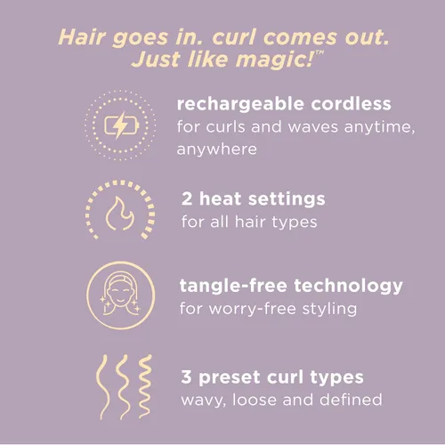 Vista 2 de INFINITIPRO by Conair Curl Secret MINI - Rizador automático de 1/2 pulgada, rizador de pelo inalámbrico para todo tipo de cabello y longitudes