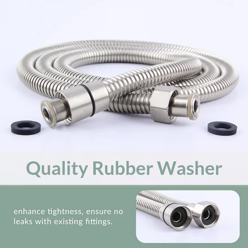 Vista 8 de APLusee - Manguera de ducha flexible de 59 pulgadas, tubo de ducha de acero inoxidable 304 con conector giratorio de latón, pieza de repuesto