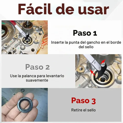 Vista 6 de ecocstm Herramienta Extractora de Sellos, Herramienta de Extracción de Sellos de Aceite con Doble Gancho, Extractor Universal de Sellos de Rueda