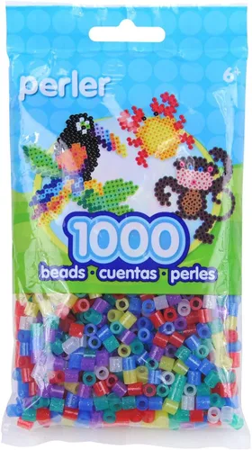 Vista 3 de Perler Cuentas fusibles para manualidades, 1000 piezas, purpurina transparente