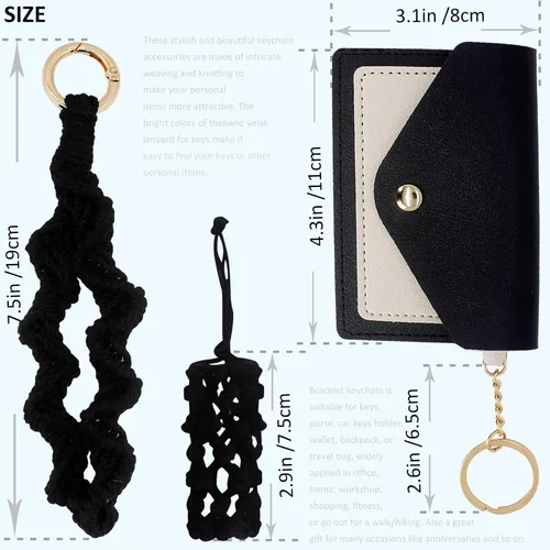 Vista 2 de BIHRTC Llavero de pulsera boho con soporte para lápiz labial, pulsera hecha a mano