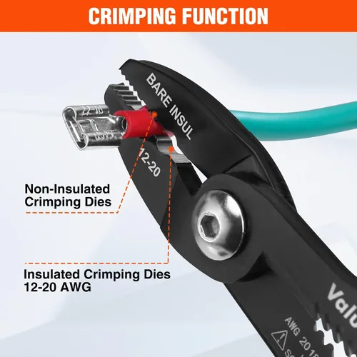 Vista 6 de ValueMax Herramienta pelacables 4 en 1, pelacables, crimpadora de cables, herramienta de crimpado de cables, alicates multifuncionales