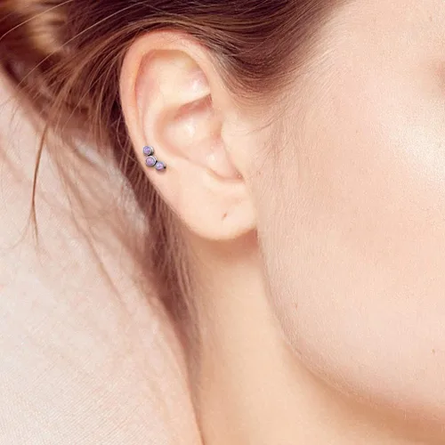 Vista 5 de Pierced Owl - 16G G23 Implant Grade Titanium Triple Synthetic Opal Cartilage Helix Stud Earring