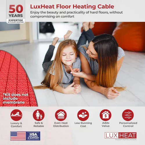 Vista 2 de LuxHeat Kit de cable de calefacción de suelo de 10 pies cuadrados – Sistema de calefacción por suelo de 120 V – Sistema de suelo calefactado incluye