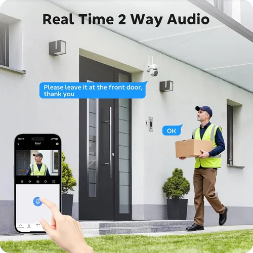 Vista 4 de CAMCAMP Outdoor Security Camera Wireless 2.4G/5G WiFi Connect【Plug-in Power】Pan-Tilt- Zoom Control, 355° View, Full Color Night Vision, Motion