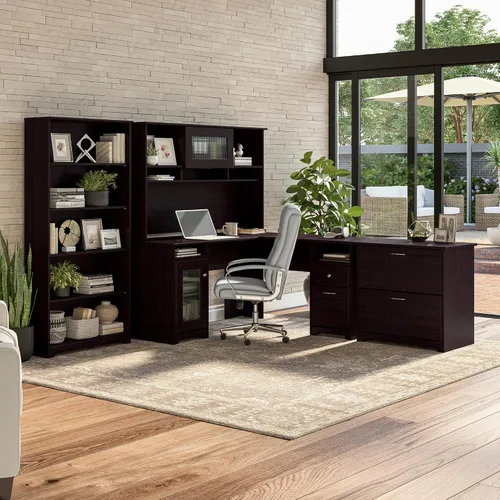 Vista 4 de Bush Furniture - Archivador lateral Cabot Collection de 2 cajones con herrajes cromados, elegante archivador para oficina en casa, cartas, archivos