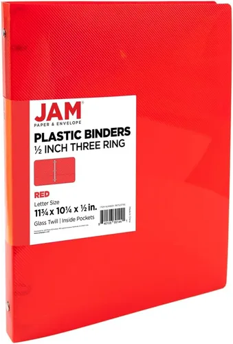 Vista 65 de JAM Paper - Carpeta de plástico de 1 pulgada, carpeta naranja de 3 anillas, se vende individualmente