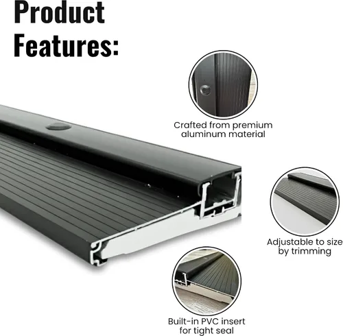 Vista 3 de Umbral de aluminio ajustable: ancho extra corto con tornillos ocultos, se adapta a cualquier altura, resistente para uso residencial y comercial