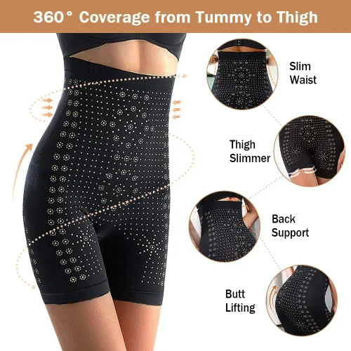 Vista 3 de Women Shapewear Shorts Tummy Control Underwear Unique Fiber Restoration Shaper Far Infrared High Waisted Body Panty (Regular)