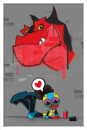 Vista 14 de Trends International Marvel's Moon Girl & Devil Dinosaur - Póster de pared, 22.4 pulgadas de largo x 14.7 pulgadas, versión enmarcada de madera