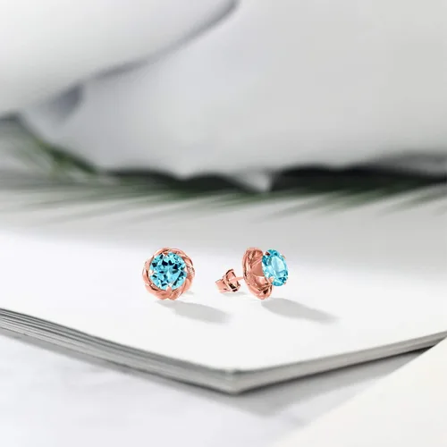 Vista 225 de Gem Stone King Aretes de plata de ley 925 de 0.236 in con piedra natal redonda para mujer