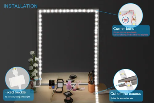 Vista 3 de Kit de Luces LED para Espejo de Tocador, 13 pies/4M 240 LEDs Luz de Espejo de Tocador de Maquillaje para Juego de Mesa de Tocador de Maquillaje
