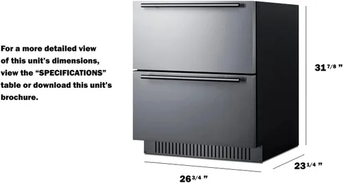 Vista 7 de Summit SPR275OS2DADA - Refrigerador al aire libre con dos cajones de acero