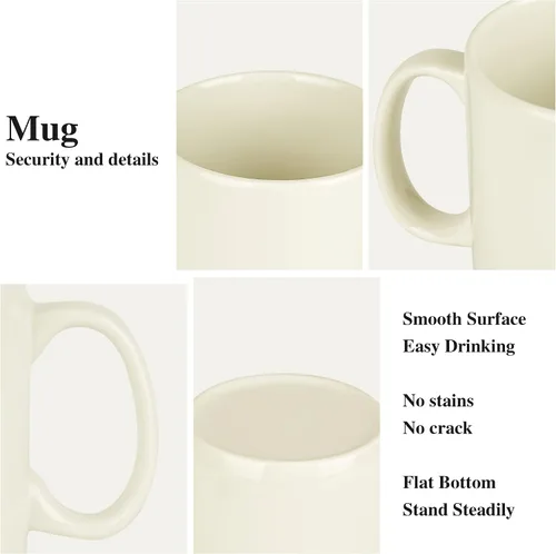 Vista 3 de Taza de café de cerámica extra grande de 29 onzas con asa para oficina y hogar (29 onzas, crema)