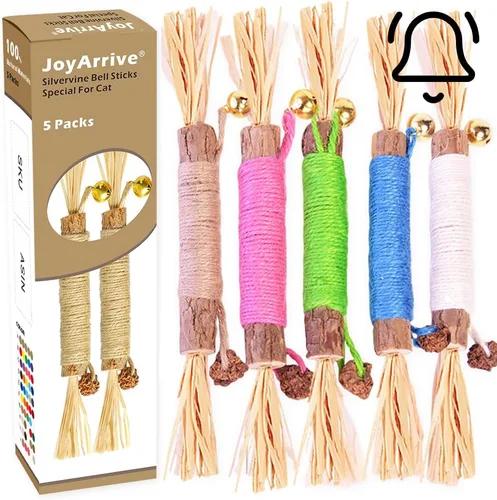 Vista 10 de Silvervine Natural Matatabi Bell Sticks - Juguetes masticables para gatos con golosina de algodón, cuidado de limpieza dental duradera