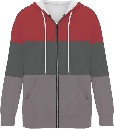 Vista 3 de UODSVP Camisetas de manga larga para mujer, con cierre de cremallera, estilo casual, con capucha, con capucha, de algodón