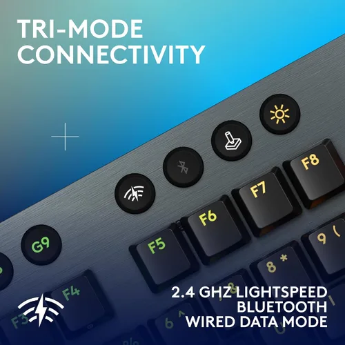 Vista 5 de Logitech G Teclado mecánico inalámbrico Lightspeed 915 X para juegos, teclas PBT de doble disparo, teclas totalmente programables, teclados RGB