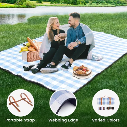 Vista 4 de sapsisel Manta de picnic extragrande de 80 x 60 pulgadas, manta de picnic impermeable para la playa