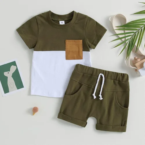 Vista 2 de Conjunto de camiseta de manga corta para bebé niño y niña, camiseta de manga corta, pantalones cortos casuales, ropa para recién nacidos, 6, 12, 18