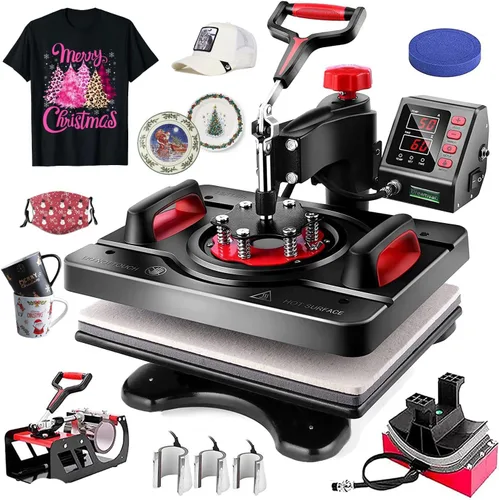 Vista 9 de AKEYDIY - Máquina de prensa de calor de 15 x 12 pulgadas, máquina de prensa para camisetas, prensa digital de 360 grados con brazo oscilante