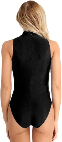 Vista 5 de YiZYiF Traje de baño básico sin mangas con cuello alto para mujer