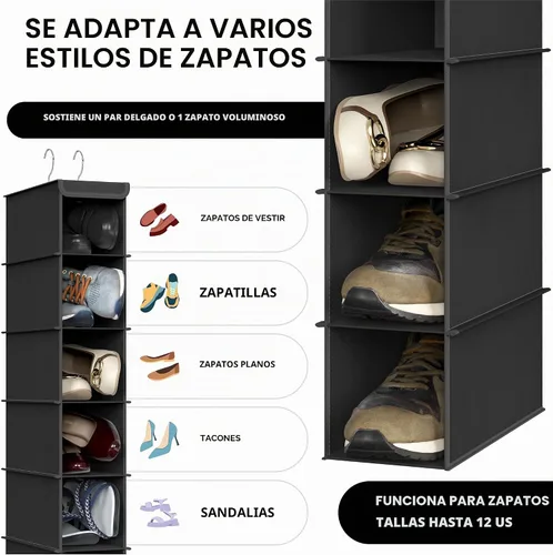 Vista 3 de Simple Houseware - Organizador de armario con 10 estantes para zapatos, colgante, negro