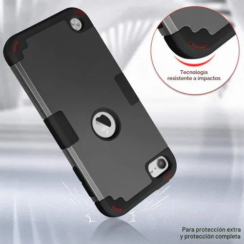 Vista 5 de IDweel - Funda para iPod Touch 7ª/6/5 Gen con 2 protectores de pantalla Negro