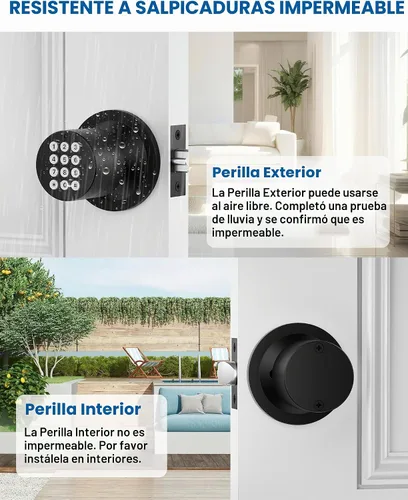 Vista 4 de HIDALIFE Pomo de puerta con teclado, perilla de puerta con cerradura, cerradura de puerta de entrada sin llave con código para puerta delantera