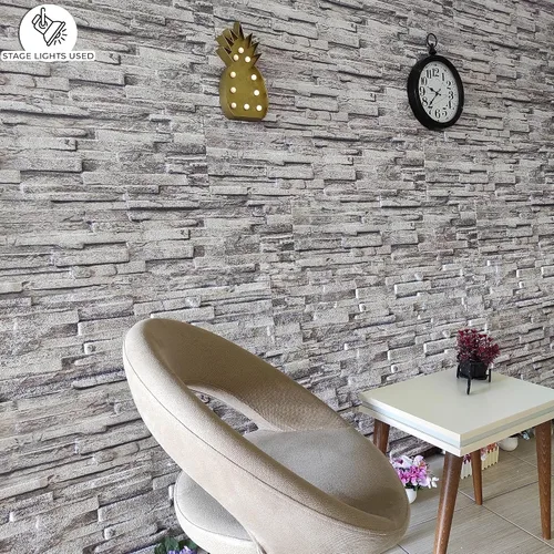 Vista 4 de Dundee Deco Paneles de pared 3D efecto ladrillo, revestimiento de pared con aspecto de piedra gris, revestimiento de espuma de poliestireno