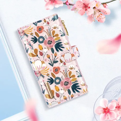 Vista 7 de Billetera de gran capacidad con bloqueo RFID para mujer, organizador multitarjetas, billetera plegable para mujer con bolsillo con cremallera