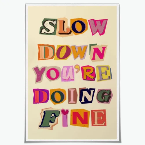 Vista 9 de Lienzo rosa para pared, arte de pared Slow Down Youre Doing, arte de pared fino, recordatorio diario, afirmaciones positivas, estimulante, frase