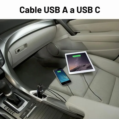 Vista 3 de Cable corto USB A a USB C, iPhone 18/17/16, cable Carplay para iPhone Duo (plegado), 18 17 16 15 Pro Max, Plus, Air, Airpods 4, iPad 10ª