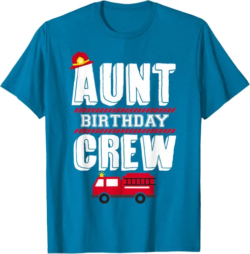 Vista 8 de Aunt Birthday Crew Fire Truck Fireman - Camiseta para fiesta de acogida, Negro, S