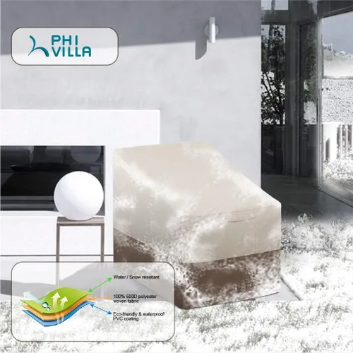Vista 7 de PHI VILLA Juego de 2 fundas para sillas de patio, fundas para muebles de exterior, impermeables y resistentes, para asientos profundos