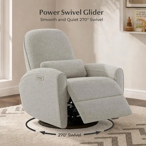 Vista 4 de CHITA Power Nursery - Silla reclinable giratoria con almohada, color gris