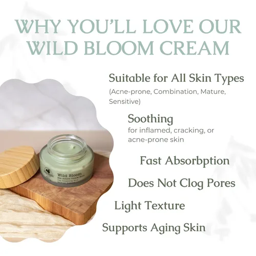 Vista 2 de Hearth and Homestead: Bálsamo/Crema Facial Artesanal de Sebo Bioactivo de Flor Silvestre con Tanaceto Azul - Hidrata, Nutre y Protege la Piel - 20 g